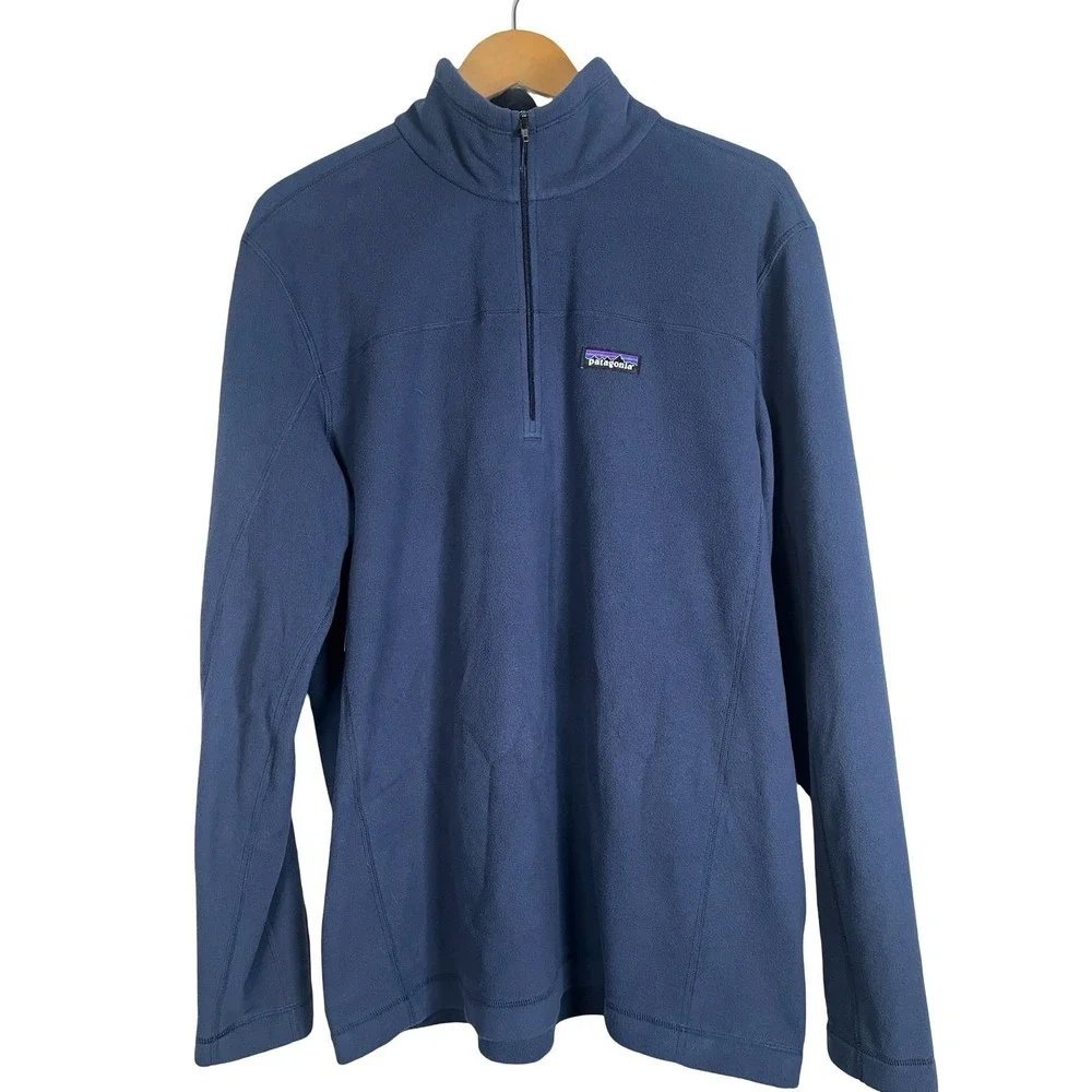 Patagonia Micro D Fleece Quarter Zip Pullover Men Large Navy Blue 26176 FA24